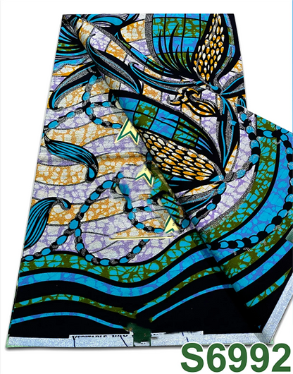 Original African Wax Print Fabric - 6 Yards 100% Cotton Nigerian Ankara Sewing Material