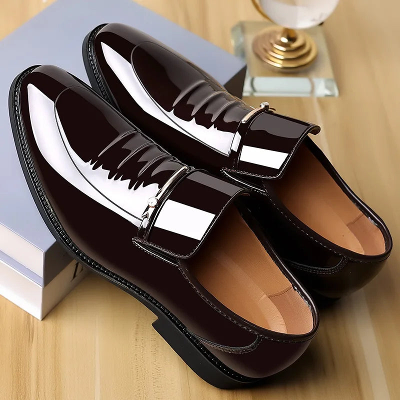 Men’s Patent Leather Pointed Toe Loafers - Luxury Business, Party & Wedding Slip-On Dress Shoes Plus Size