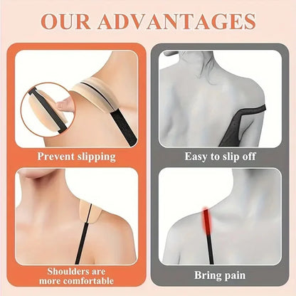 Invisible Silicone Bra Strap Pads - Non-Slip Pressure Relief Cushions (6-Piece Set)