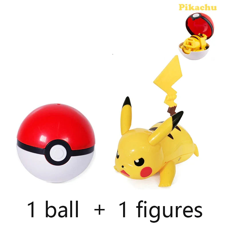 New Pokémon Action Figures – Pikachu, Charizard & Greninja Pocket Monster Poké Ball Deformation Toys for Kids Birthday Gifts