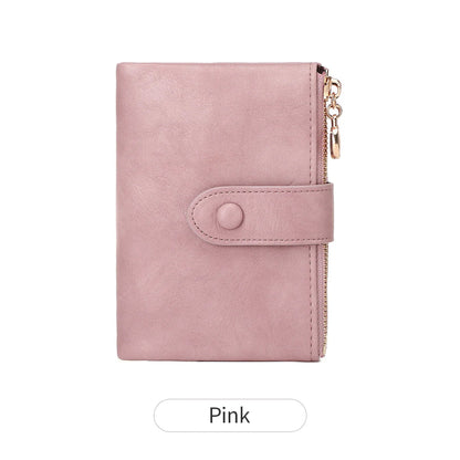 Minimalist Women’s Wallet – Short Three-Layer Large Capacity Double Zipper Card & Money Holder