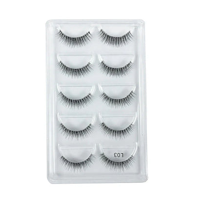 5 Pairs Manga Style Cosplay False Eyelashes – Soft Natural Short Mink Strip Lashes with Clear Band