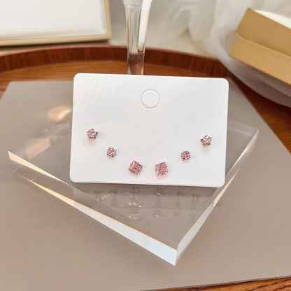 S925 Silver Stud Earrings Set - Simple Cute Mini Earrings for Women Girls Exquisite Jewelry Gift Wholesale