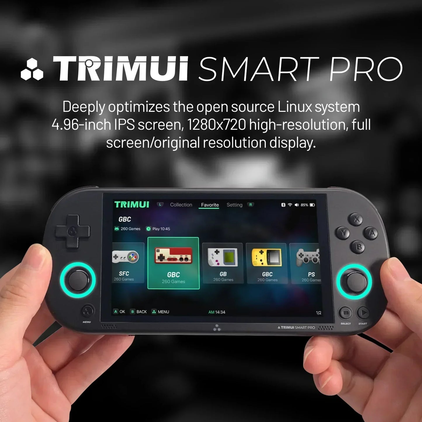 Trimui Smart Pro Handheld Game Console – 4.96'' IPS Screen, Linux System, Joystick & RGB Lighting, Retro Video Game Player Gift