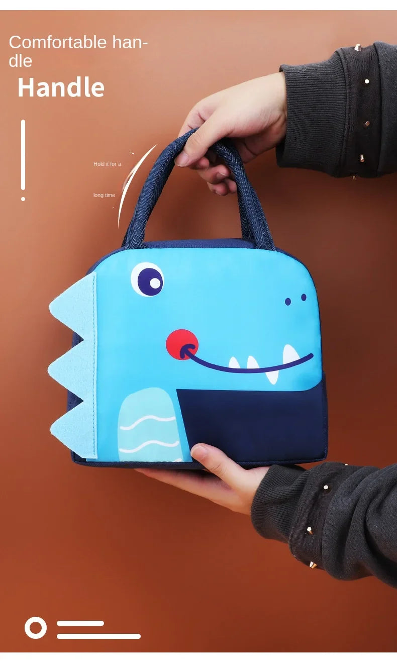 Cartoon Children’s Lunch Bag – Thermal Insulated, Waterproof Oxford Cloth Tote with Aluminum Film, Portable and High-Quality