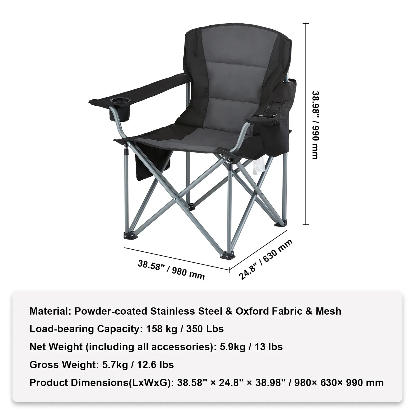 Outdoor Folding Camping Chair — Ultralight Portable Beach, Hiking, Picnic & Fishing Seat, 350lbs Load Capacity