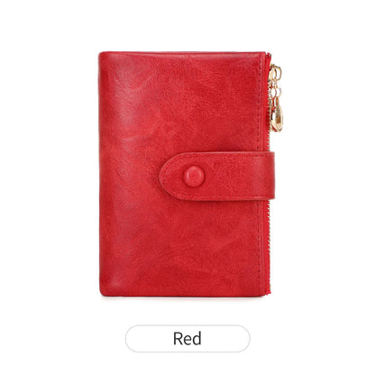 Minimalist Women’s Wallet – Short Three-Layer Large Capacity Double Zipper Card & Money Holder