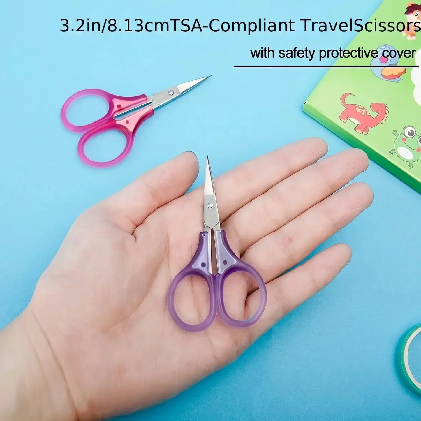 Compact Precision Craft Scissors - Sharp Stainless Steel Blades with Protective Cap for Travel, Stationery & DIY Projects