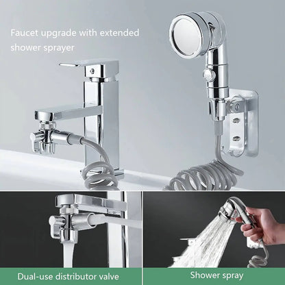 New Handheld Faucet Diverter Valve Set – Adjustable Shower Head Adapter for Home Bathroom & Kitchen Faucets
