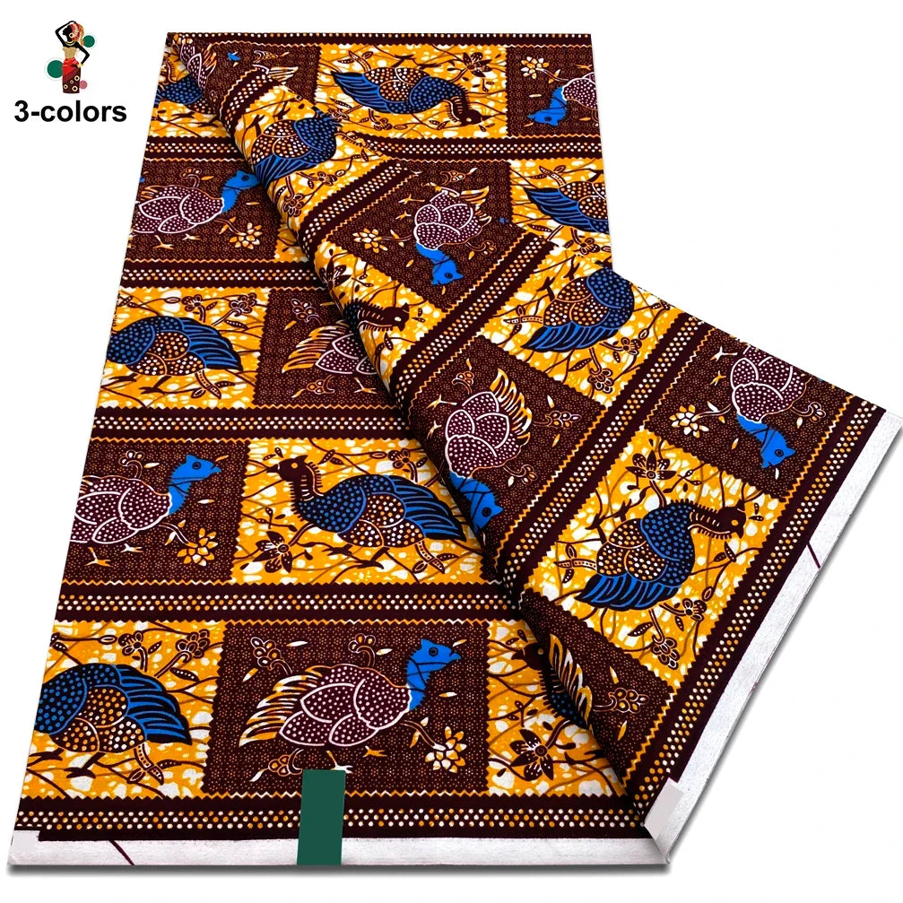 African Real Wax Print Fabric - 100% Cotton Soft Ankara Pagne Material for Dresses