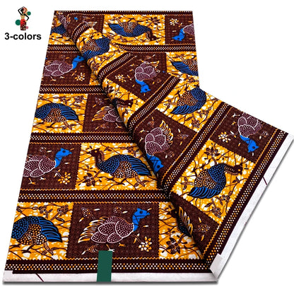African Real Wax Print Fabric - 100% Cotton Soft Ankara Pagne Material for Dresses