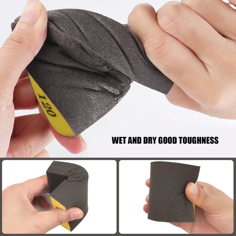 6Pcs Sanding Sponge Block Set - 60-320 Grit Coarse to Fine Sander Pads for Wood, Drywall & Metal