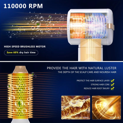 7-in-1 Hair Dryer Brush — High-Speed Brushless Dryer with Diffuser, Ionic & Curler