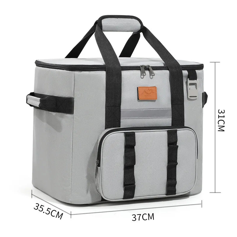 40L Thermal Food Carrier Bag – Large Insulated Cooler Tote with Zipper, Portable Leakproof Picnic Bag for Camping and Beach