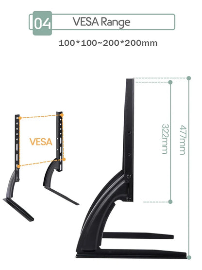BEISHI Universal Table Top TV Stand for 14-42 Inch LCD/LED/OLED TVs - Pedestal Feet for Flat & Curved Screens