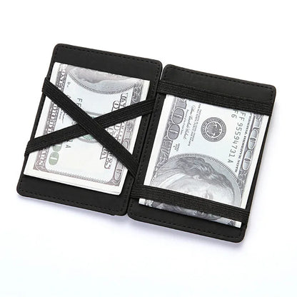 Mini Men’s Card Holder Wallet — Slim PU Leather Wallet with Zipper Coin Pocket, Magic Closure, Credit Card Case, Small Men’s Purse
