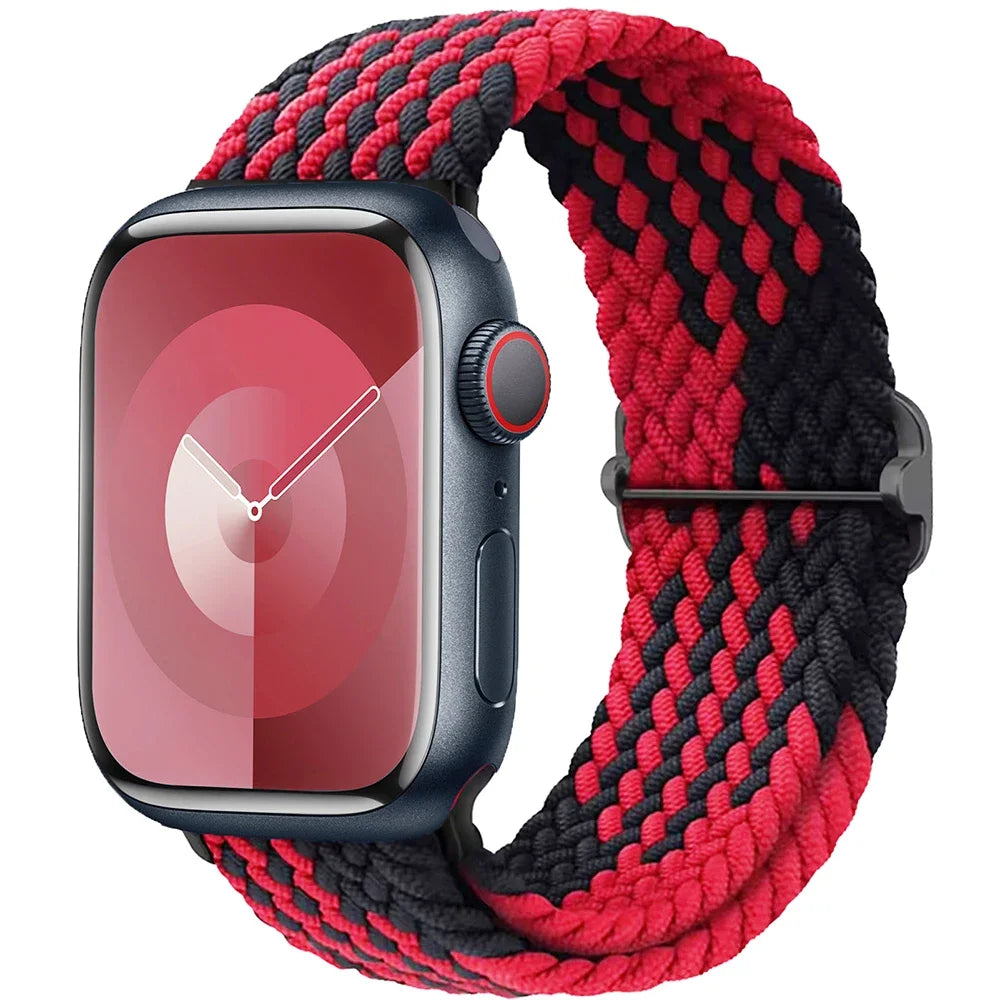 Braided Solo Loop Apple Watch Ultra Band – Elastic Nylon Adjustable Strap for iWatch SE, Series 3–9 (38mm–49mm) Bracelet Band