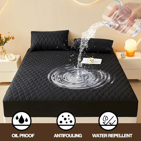 Quilted Waterproof Mattress Protector - Thick Fitted Bed Cover Pad for Queen & King Size Mattresses