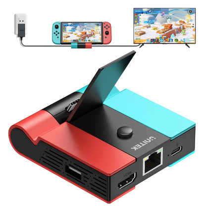 Unitek Game Dock for Nintendo Switch OLED — 45W PD Charging, LAN Gigabit Ethernet & 4K HDMI Gaming Docking Station for TV