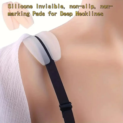 Invisible Silicone Bra Strap Pads - Non-Slip Pressure Relief Cushions (6-Piece Set)