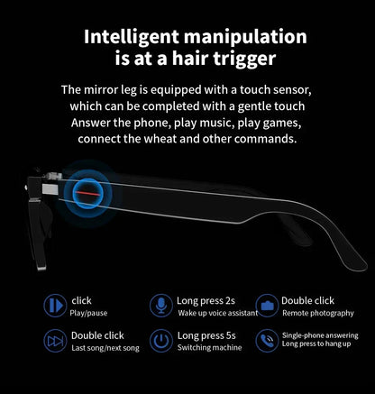 Hiwego Camera Smart Music Sunglasses – Wireless Bluetooth Headset with HIFI Sound, Earphones, Hands-Free Call & Driving Glasses