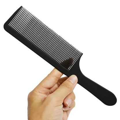 Black Flattop Hair Cutting Comb - Heat Resistant Carbon Antistatic Styling Tool for Salon Use