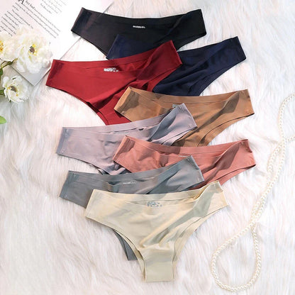 4PCS Seamless Ice Silk G-String Panties for Women – Low Waist, Soft Ultra-Thin Sexy Underwear Briefs