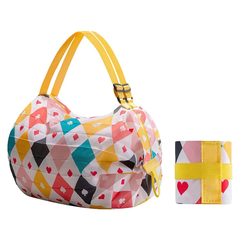 Foldable Shopping Bag - Waterproof Portable Reusable Grocery & Travel Tote Bag