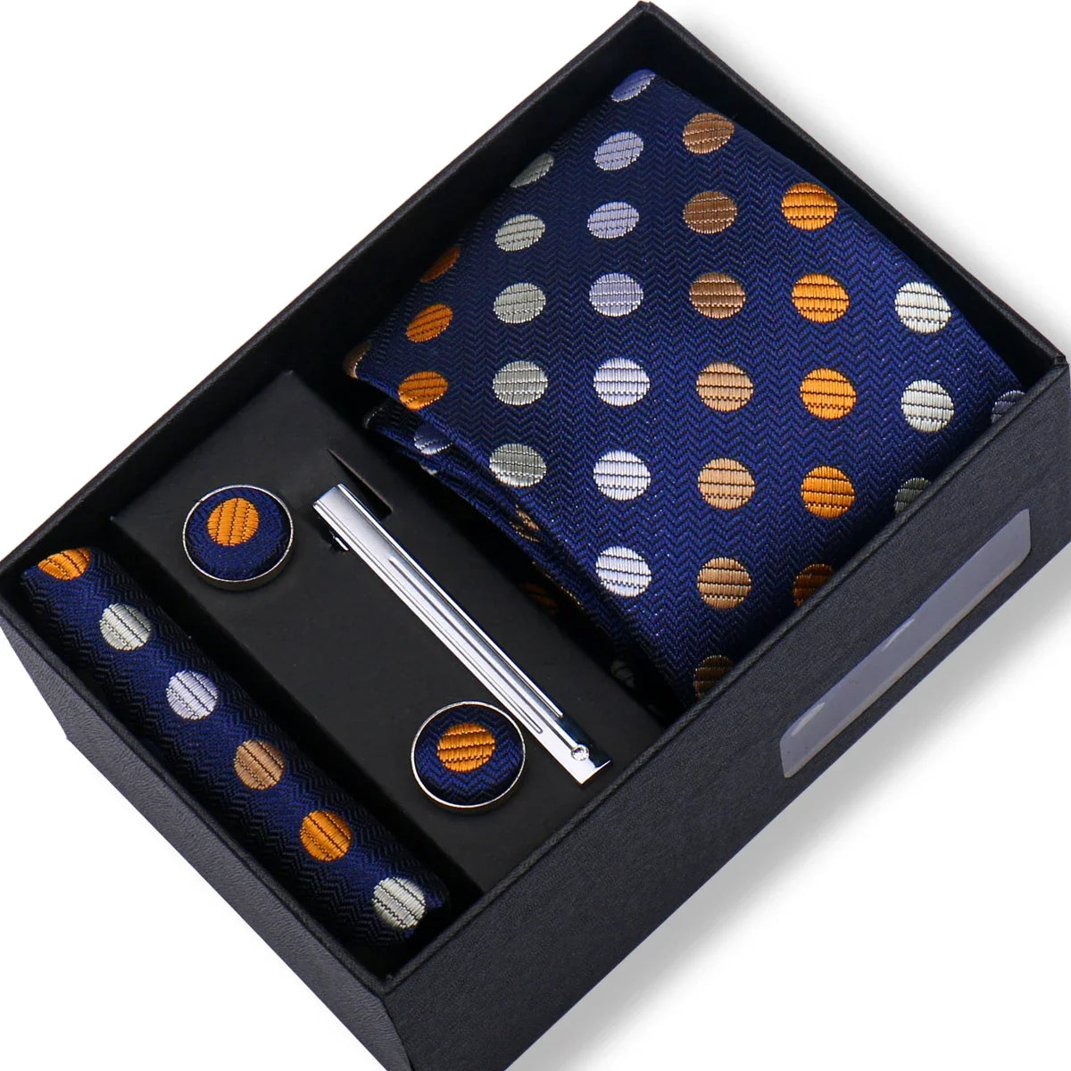 Men’s Green Tie Gift Box Set - Premium Business Necktie with Hanky, Cufflinks & Tie Clip for Wedding Formal Wear