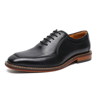 Men’s Cowhide Leather Dress Shoes - Elegant U-Tip Business Formal & Wedding Shoes Sizes 38-47
