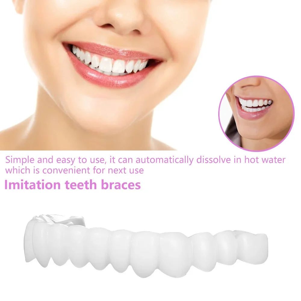 Upper & Lower Fake Teeth Covers – Comfortable Flexible Veneers for Whitening, Braces, and Fun Toy Use