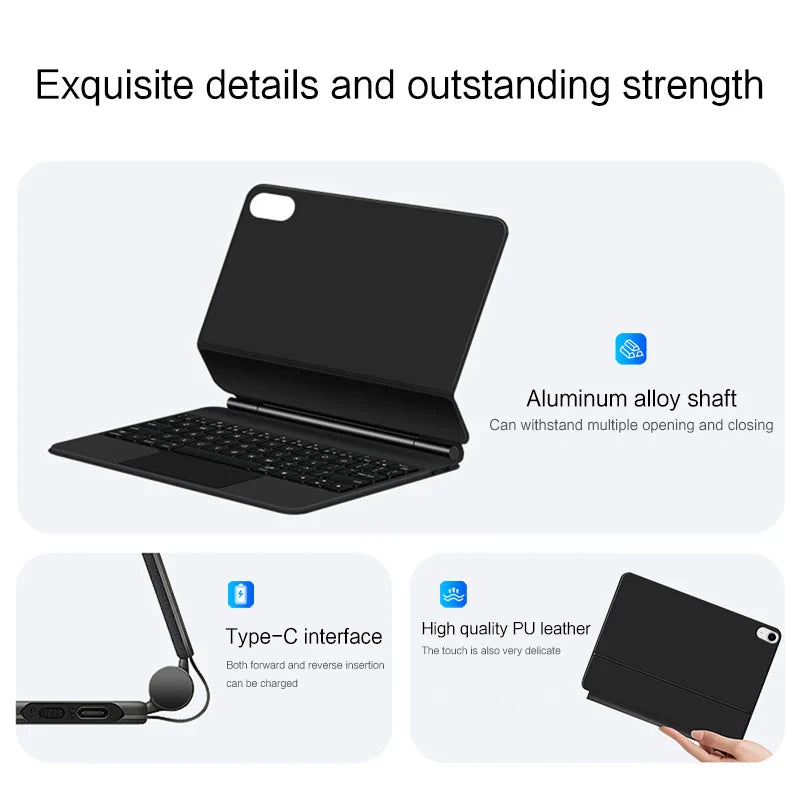 TouchPad Magic Keyboard Case for iPad Air & iPad Pro - Backlit Smart Cover with Trackpad Support for 11/13 Inch Models