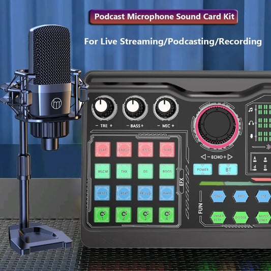 Zealsound Podcast Microphone Kit - Professional Sound Card Audio Interface for PC, Smartphone, Vlog Recording & Live Streaming