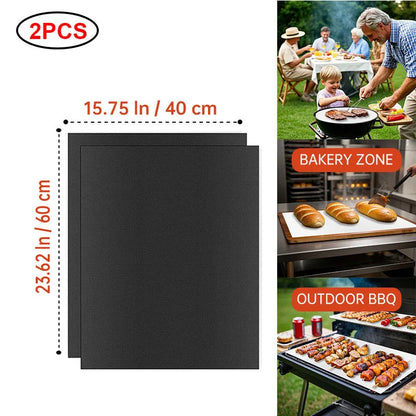Reusable BBQ Grill & Oven Mat - Non-Stick Heat Resistant Baking Liner for Grilling, Cooking & Oven Protection