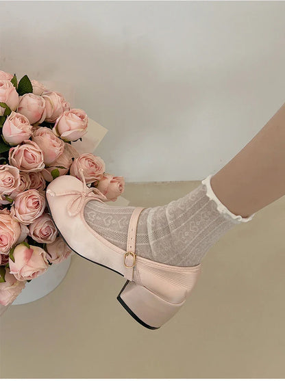 2025 Spring Autumn Mary Jane Shoes — Elegant Mid Heel Round Toe Pumps for Women