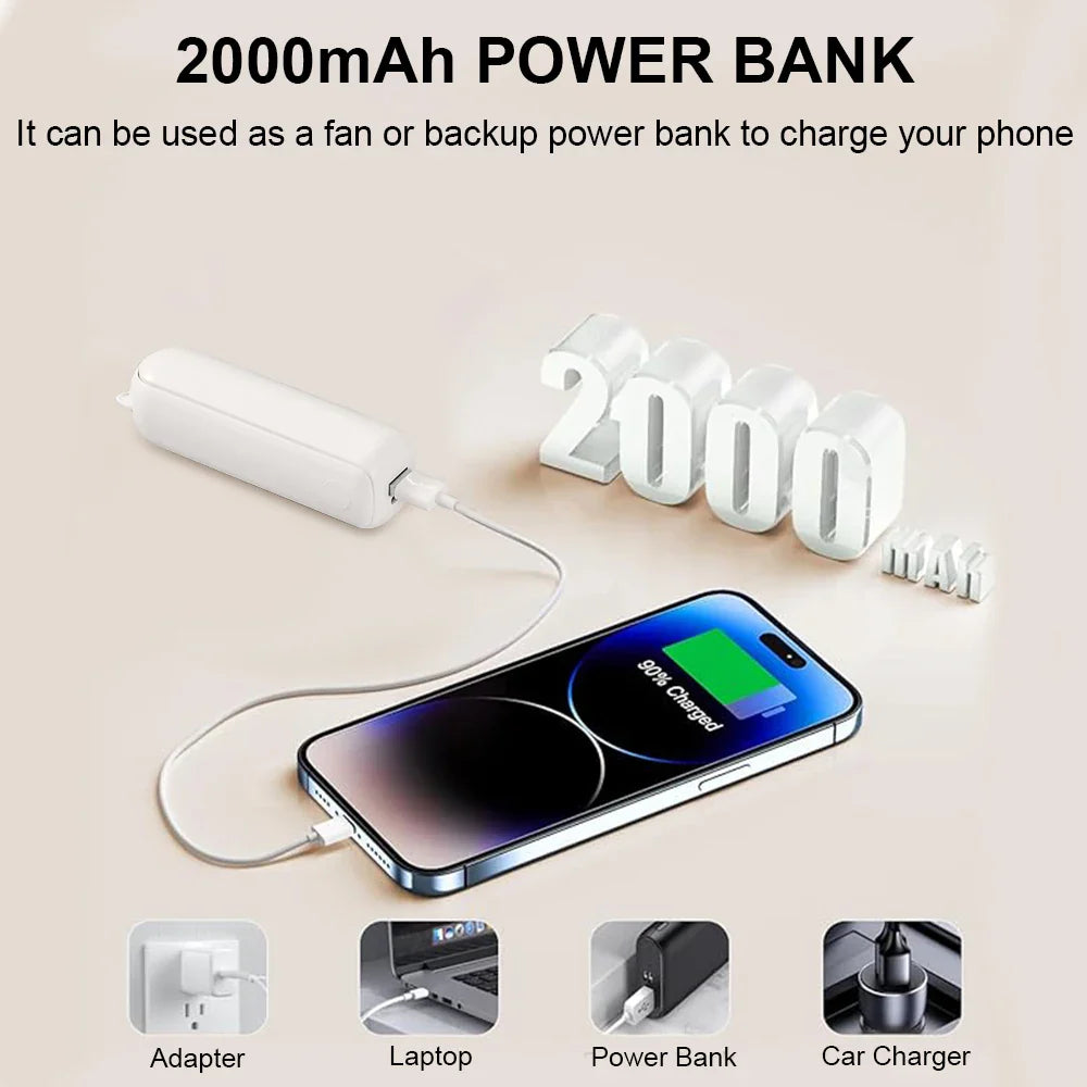 Portable Mini Handheld USB Fan – Rechargeable Folding Pocket Fan with Battery, Cooling Hand Fan and Power Bank Function