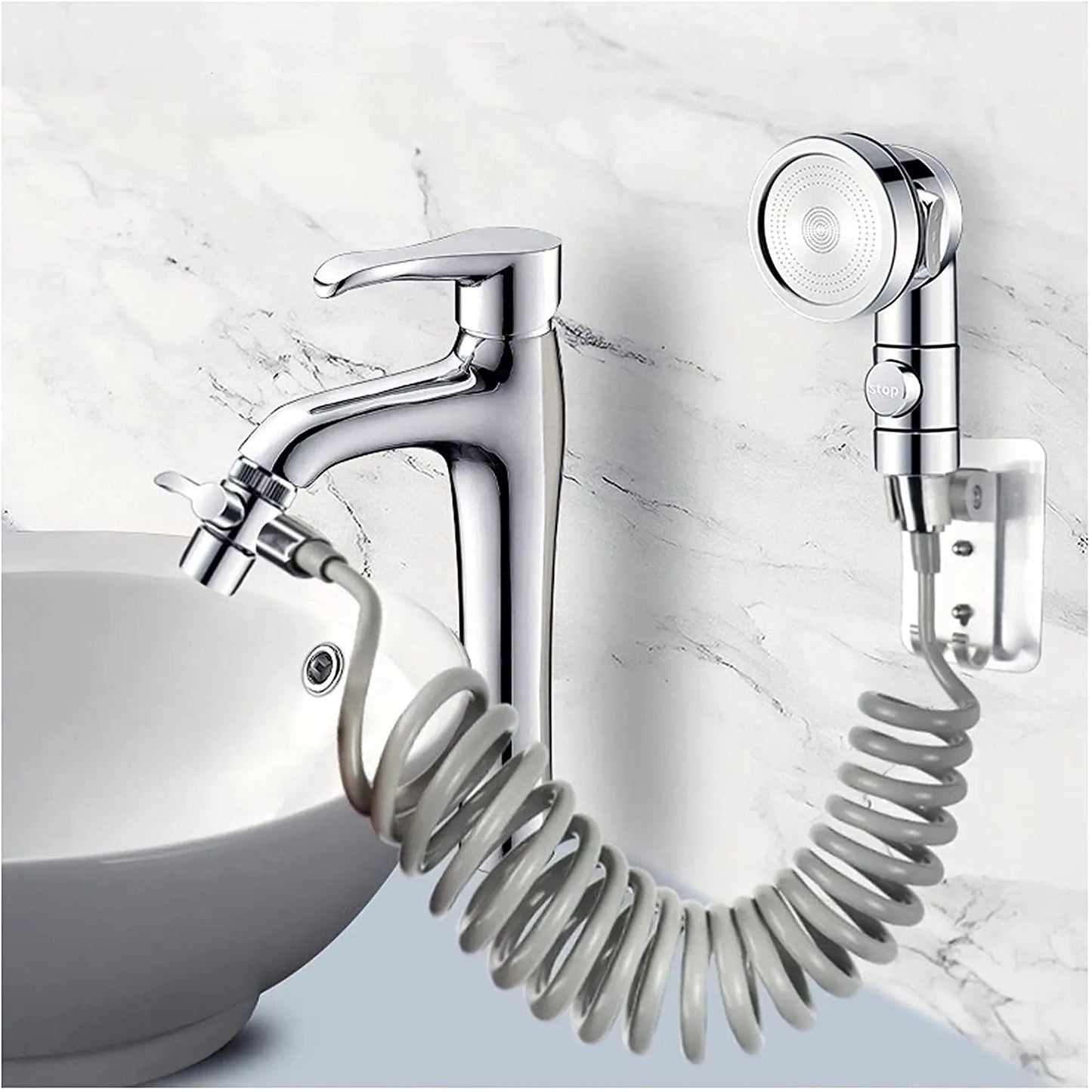 New Handheld Faucet Diverter Valve Set – Adjustable Shower Head Adapter for Home Bathroom & Kitchen Faucets