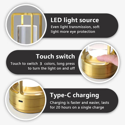 Wireless LED Table Lamp – Rechargeable Touch Sensor Night Light for Restaurant, Hotel & Bedroom Decor