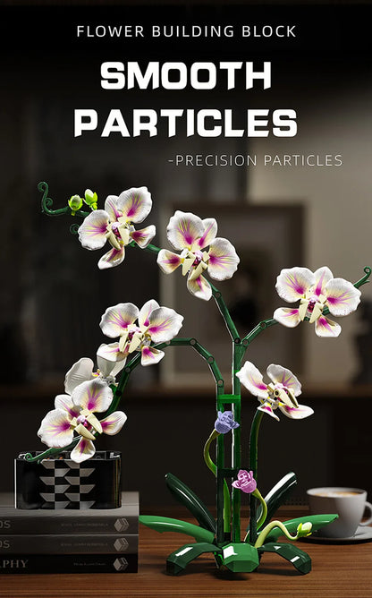 Orchid Cymbidium Building Blocks Set – DIY Potted Phalaenopsis Flower Simulation Toy for Valentine’s Gift