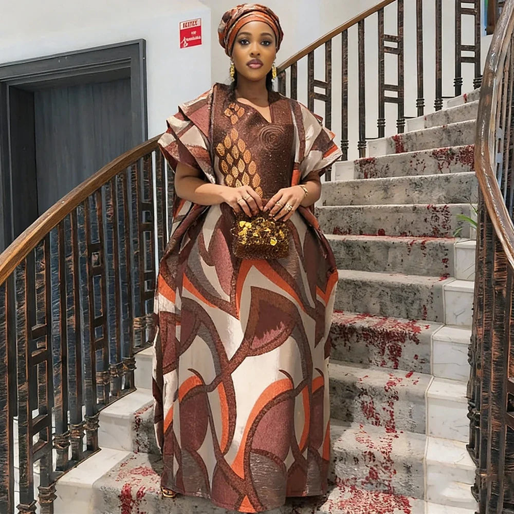 African Dresses for Women - 2026 Traditional Dashiki Ankara Bazin Gown Muslim Kaftan Maxi Long Dress