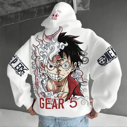 One Piece Luffy Gear 5 Anime Hoodie – Unisex Streetwear Pullover Sweatshirt