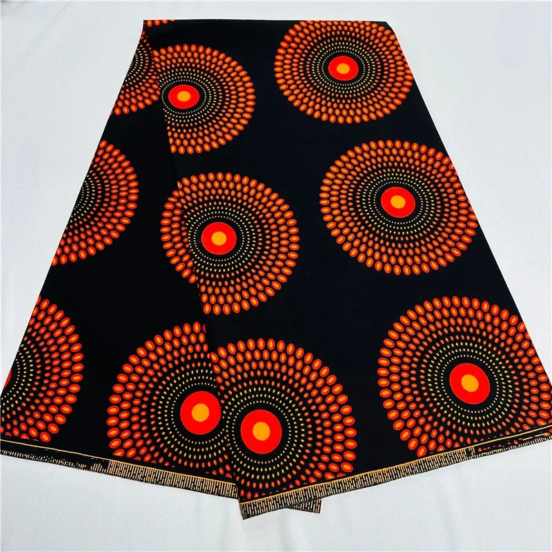 6 Yards African Real Wax Ankara Fabric - 100% Cotton Party Dress Print