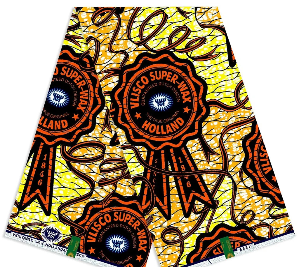 Original African Wax Print Fabric - 6 Yards Soft 100% Cotton Nigerian Ankara Pagne Batik Material