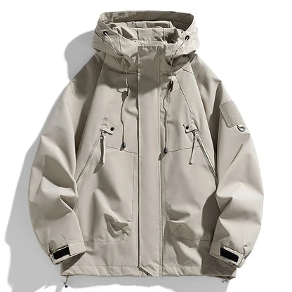 Men’s Hooded Windbreaker Jacket - Waterproof Lightweight Softshell Bomber Coat for Camping and Hiking