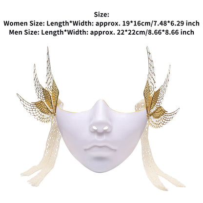 Cyberpunk Mechanical Half Face Mask — Technological Wings Mask for Men & Women, Halloween, Carnival, Dress-Up Props
