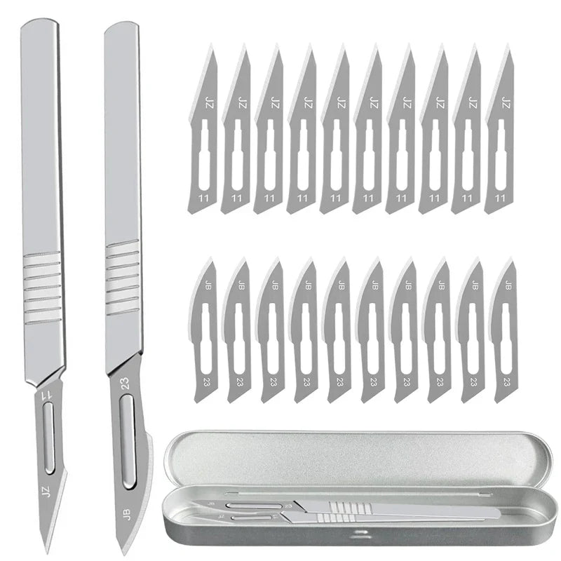 Carbon Steel Carving Knife Set – #11 & #23 Non-Slip Blades for Engraving, Mobile Phone Film, Paper Cutting & Handicraft Tools