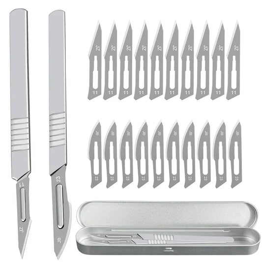 Carbon Steel Carving Knife Set – #11 & #23 Non-Slip Blades for Engraving, Mobile Phone Film, Paper Cutting & Handicraft Tools