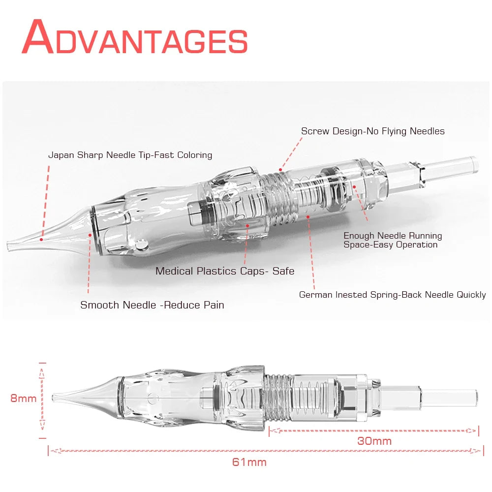 BMX Permanent Makeup Needle Cartridges - 10pcs PMU Tattoo Needles for Eyebrow Eyeliner Lip Microblading Machines