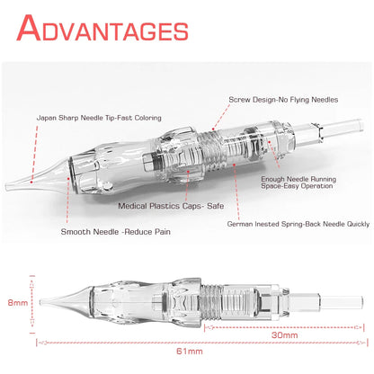 BMX Permanent Makeup Needle Cartridges - 10pcs PMU Tattoo Needles for Eyebrow Eyeliner Lip Microblading Machines