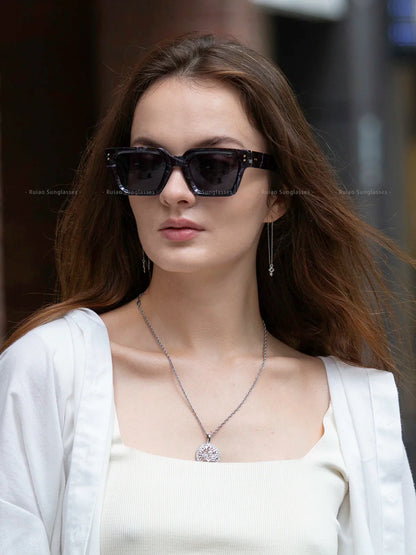 Ruiao 2024 Luxury Premium Designer Sunglasses – Black Square Shades for Men & Women
